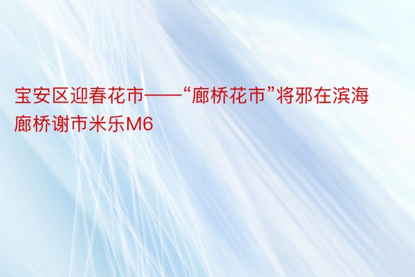 宝安区迎春花市——“廊桥花市”将邪在滨海廊桥谢市米乐M6