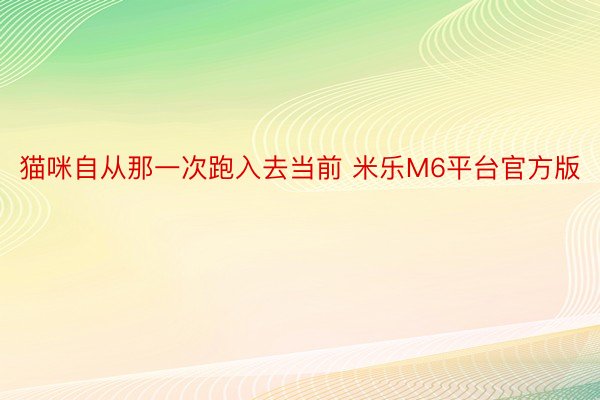 猫咪自从那一次跑入去当前 米乐M6平台官方版