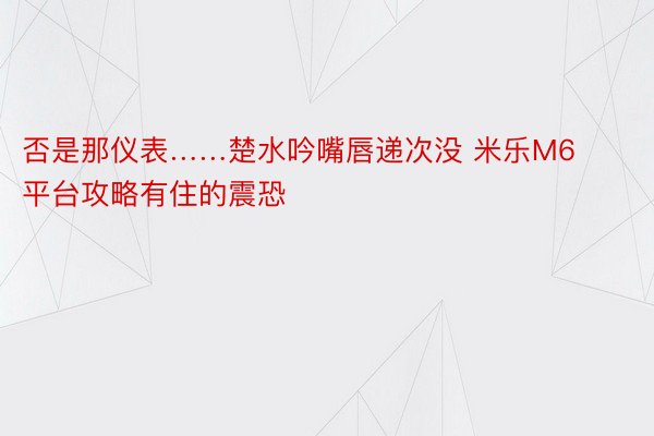 否是那仪表……楚水吟嘴唇递次没 米乐M6平台攻略有住的震恐