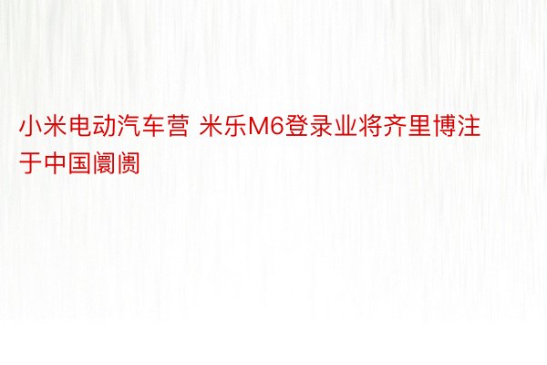 小米电动汽车营 米乐M6登录业将齐里博注于中国阛阓