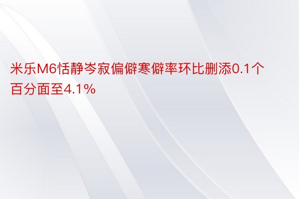 米乐M6恬静岑寂偏僻寒僻率环比删添0.1个百分面至4.1%